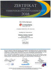 Verbundgruppenmitgliedschaft 2018 mit e-masters